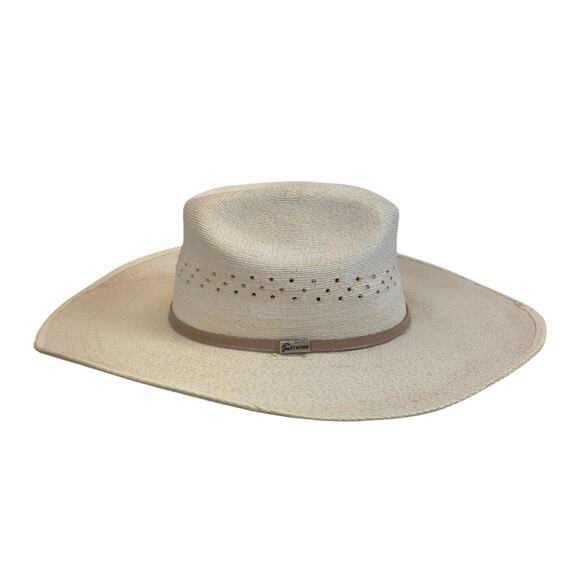 Atwood Made in Mexico Hereford Low Crown Long Oval Palm Leaf Cowboy Hat - 6 7/8 - Picture 5 of 9